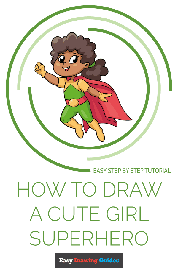 How to Draw a Cute Girl Superhero Pinterest Image
