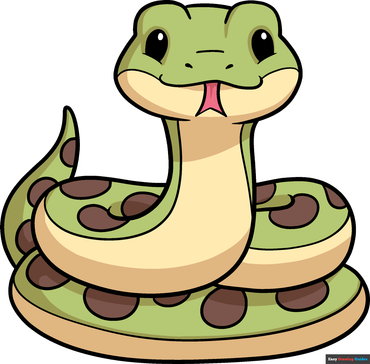 How To Draw A Cute Snake Really Easy Drawing Tutorial