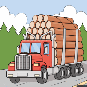 How to Draw a Logging Truck Featured Image