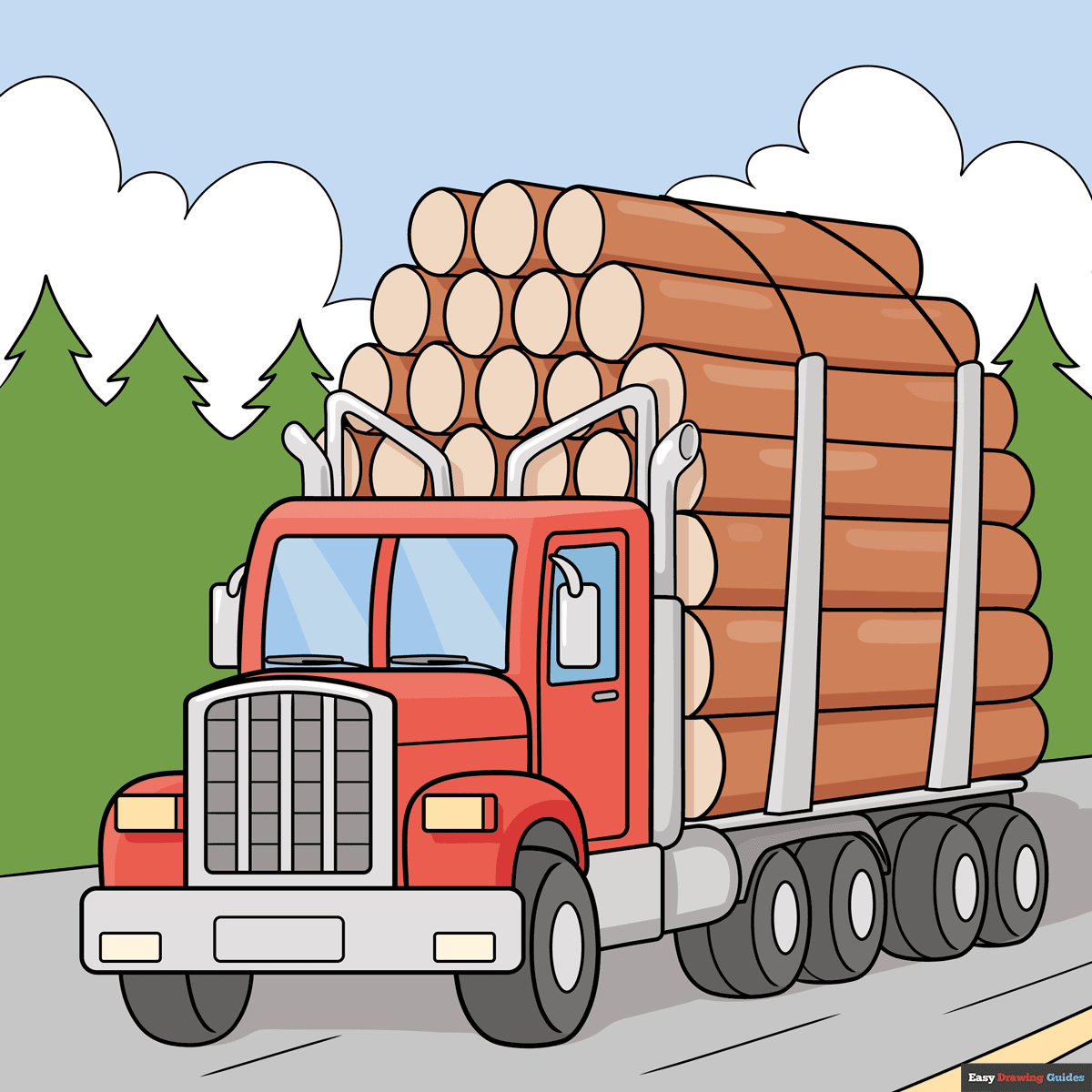 How to Draw a Logging Truck Featured Image