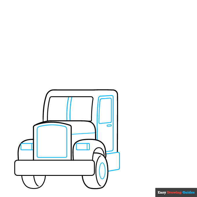 Logging Truck step-by-step drawing tutorial: step 3