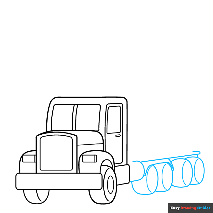 Logging Truck step-by-step drawing tutorial: step 4