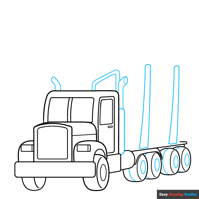Logging Truck step-by-step drawing tutorial: step 5