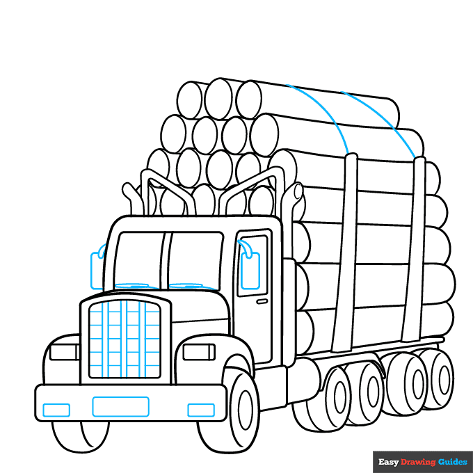 Logging Truck step-by-step drawing tutorial: step 8