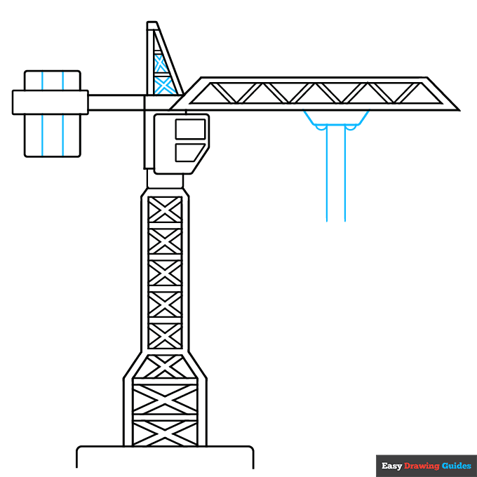 Tower Crane step-by-step drawing tutorial: step 6