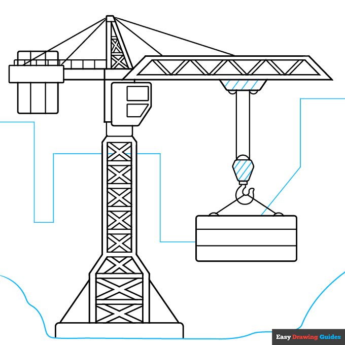 Tower Crane step-by-step drawing tutorial: step 9