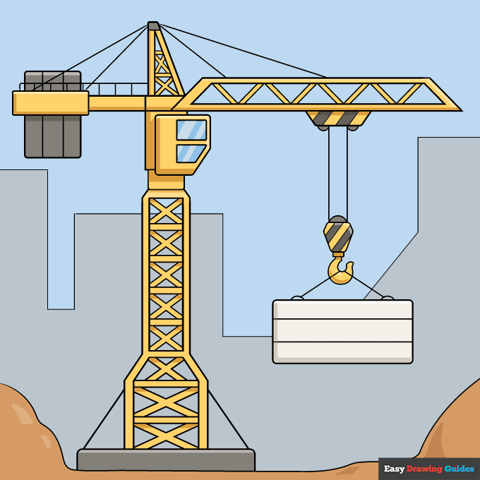 Tower Crane step-by-step drawing tutorial: step 11
