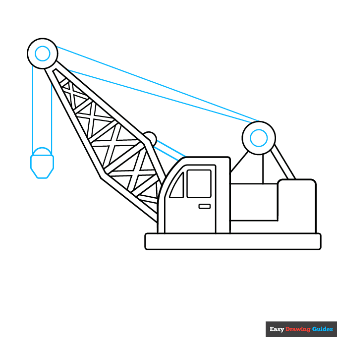 Wrecking Ball Crane step-by-step drawing tutorial: step 5