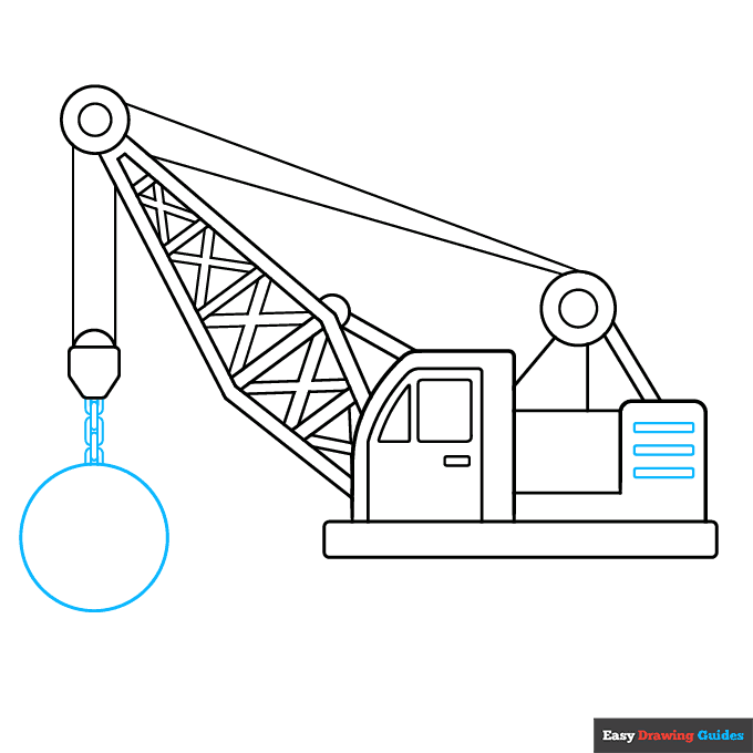 Wrecking Ball Crane step-by-step drawing tutorial: step 6