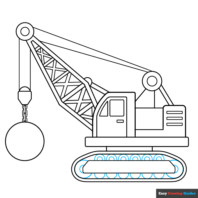 Wrecking Ball Crane step-by-step drawing tutorial: step 8