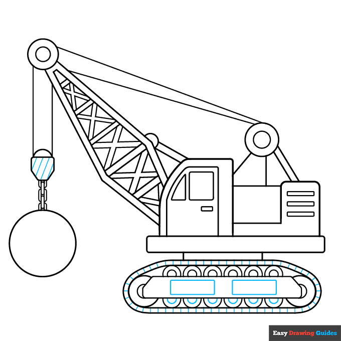 Wrecking Ball Crane step-by-step drawing tutorial: step 9