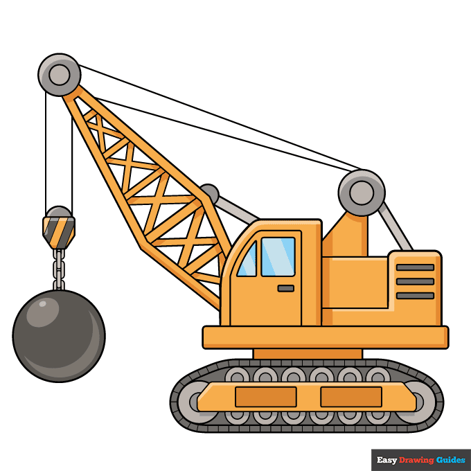 Wrecking Ball Crane step-by-step drawing tutorial: step 11