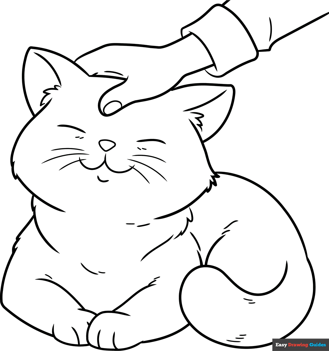 Free printable Hand Petting a Cat coloring page
