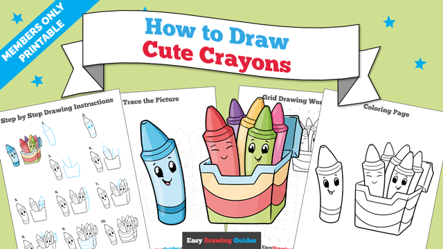 How to Draw Cute Crayons Printable Thumbnail Image