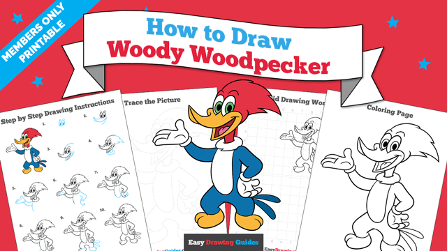 How to Draw Woody Woodpecker Printable Thumbnail Image