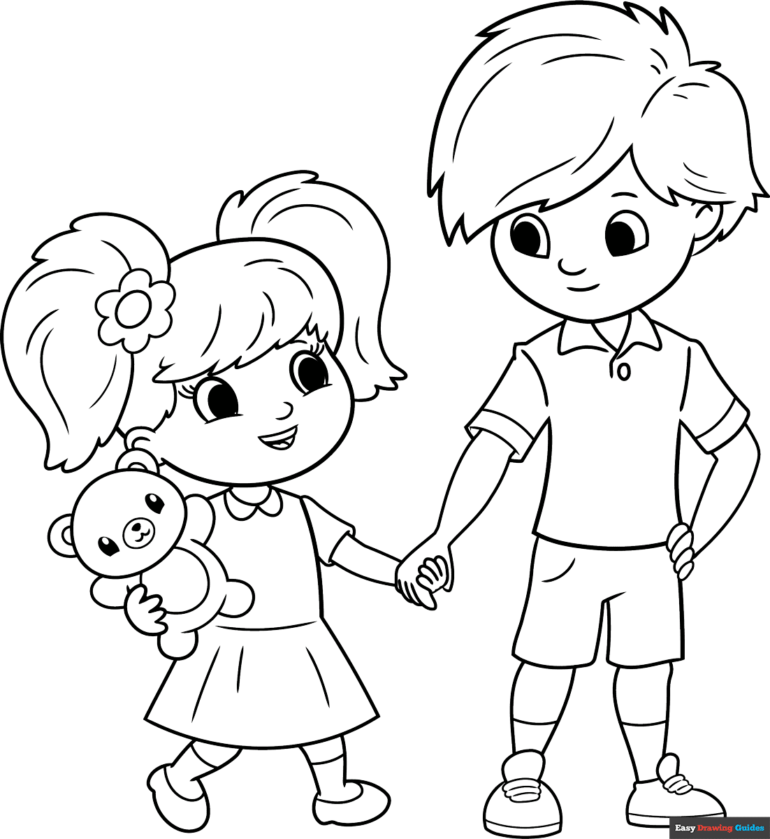 Free printable Brother and Sister coloring page