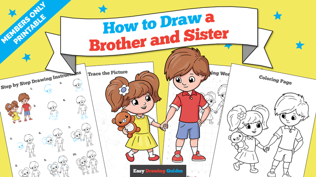 How to Draw a Brother and Sister Printable Thumbnail