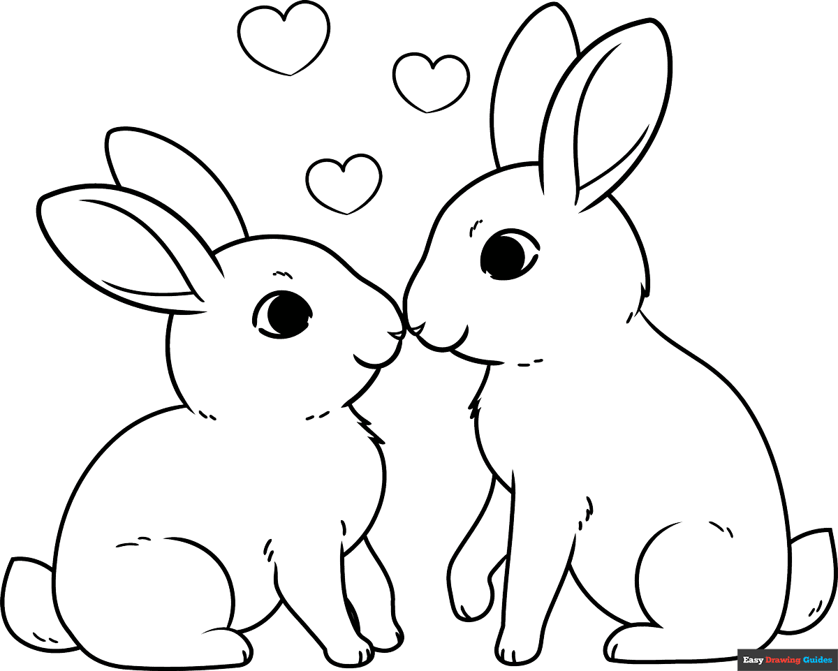 Free printable Bunny Kiss coloring page
