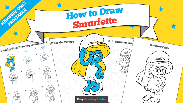 How to Draw Smurfette Printable Thumbnail