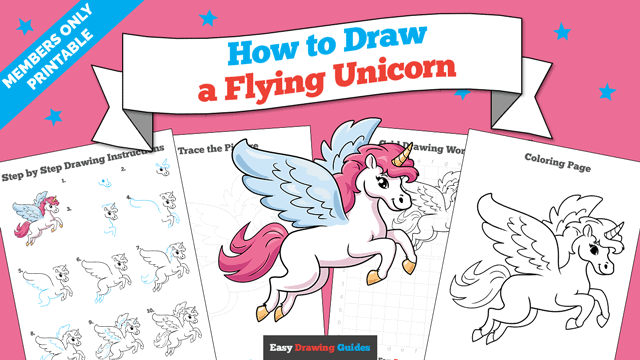 How to Draw a Flying Unicorn Printable Thumbnail