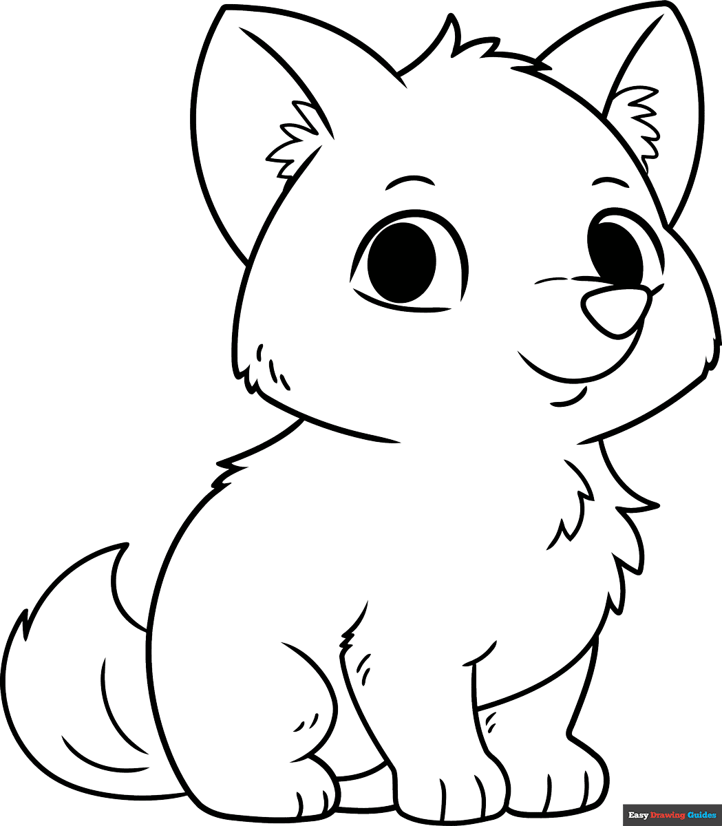 Free printable Easy Wolf Pup coloring page