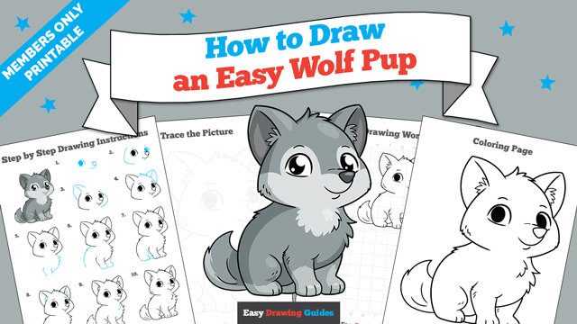 How to draw an Easy wolf Pup Printable Thumbnail