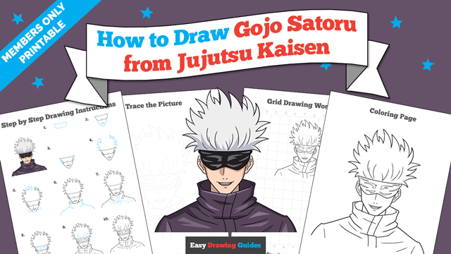 How to Draw Gojo Satoru from Jujutsu Kaisen Printable Thumbnail
