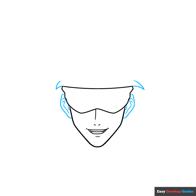 Gojo Satoru from Jujutsu Kaisen step-by-step drawing tutorial: step 3