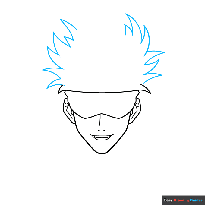 Gojo Satoru from Jujutsu Kaisen step-by-step drawing tutorial: step 4