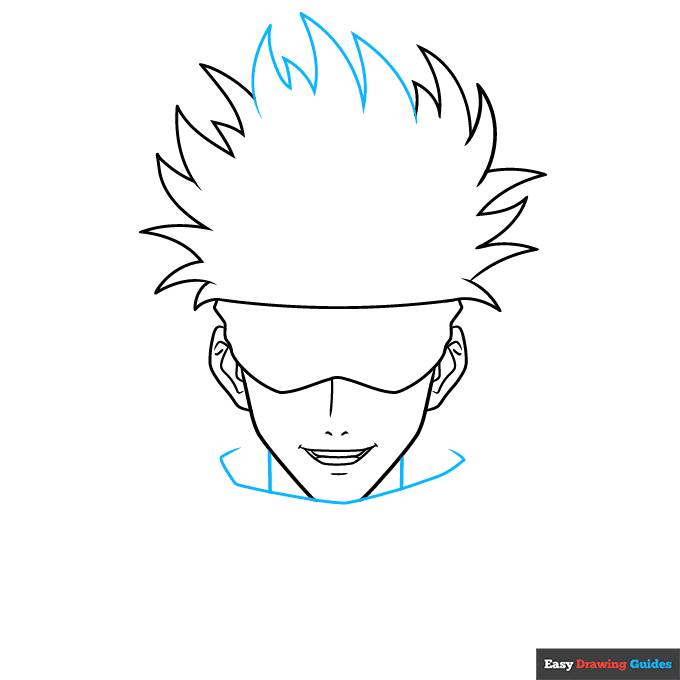 Gojo Satoru from Jujutsu Kaisen step-by-step drawing tutorial: step 5