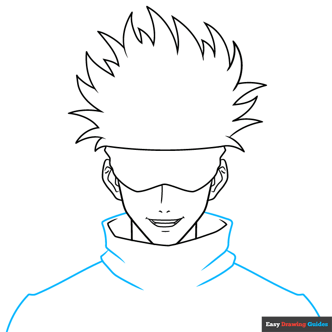 Gojo Satoru from Jujutsu Kaisen step-by-step drawing tutorial: step 6