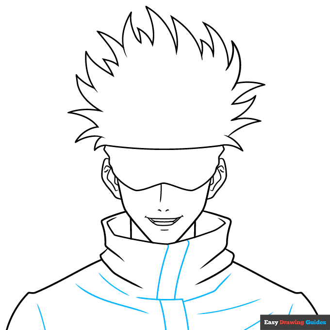 Gojo Satoru from Jujutsu Kaisen step-by-step drawing tutorial: step 7