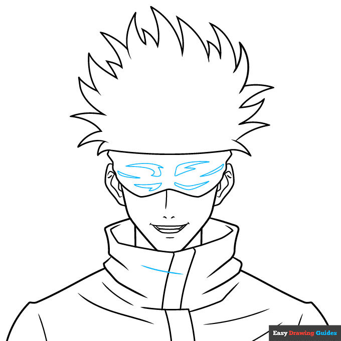 Gojo Satoru from Jujutsu Kaisen step-by-step drawing tutorial: step 8