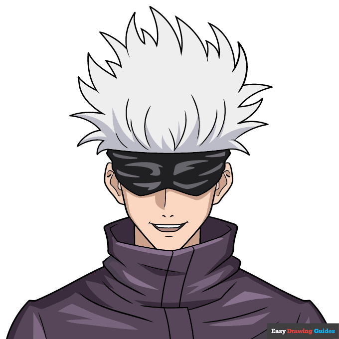 Gojo Satoru from Jujutsu Kaisen step-by-step drawing tutorial: step 11