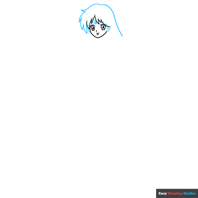 Sailor Mars step-by-step drawing tutorial: step 2