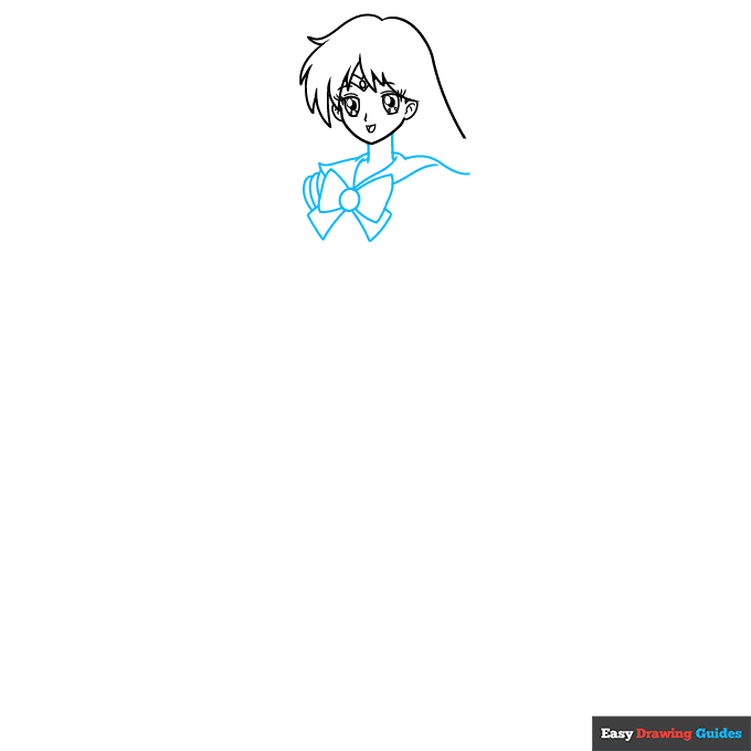 Sailor Mars step-by-step drawing tutorial: step 3