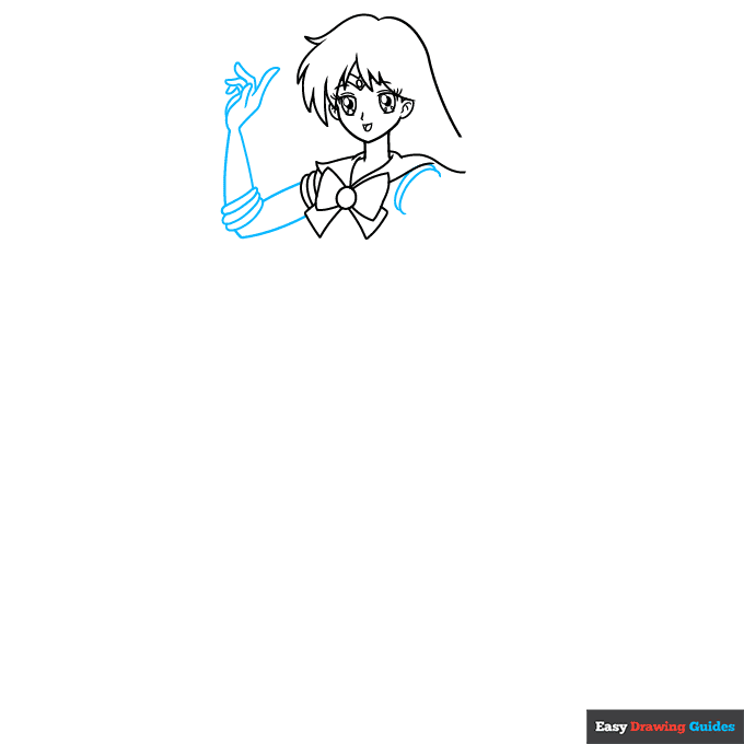Sailor Mars step-by-step drawing tutorial: step 4