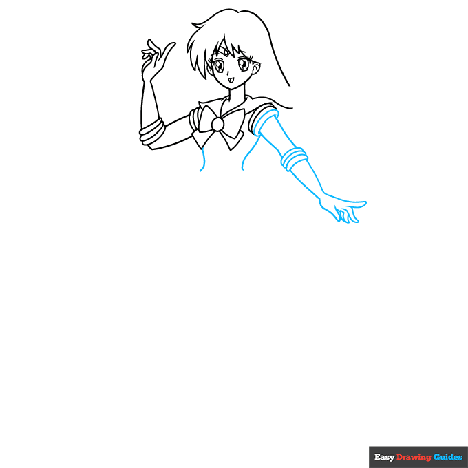 Sailor Mars step-by-step drawing tutorial: step 5