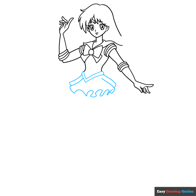 Sailor Mars step-by-step drawing tutorial: step 6