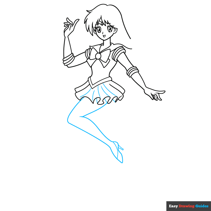 Sailor Mars step-by-step drawing tutorial: step 7