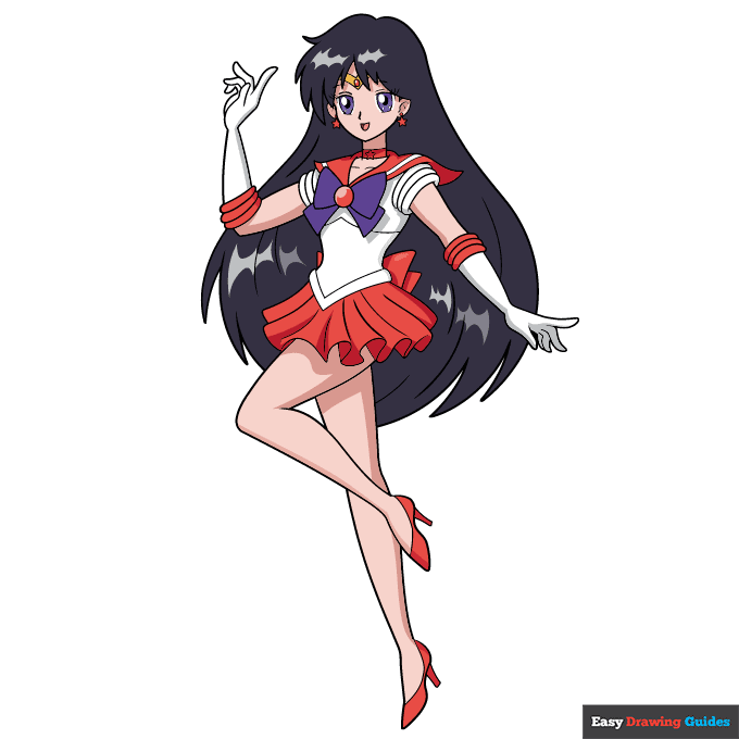 Sailor Mars step-by-step drawing tutorial: step 11