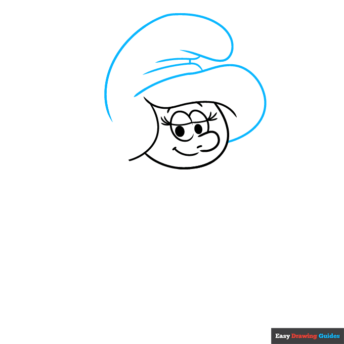 Smurfette step-by-step drawing tutorial: step 3