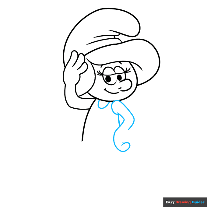 Smurfette step-by-step drawing tutorial: step 5