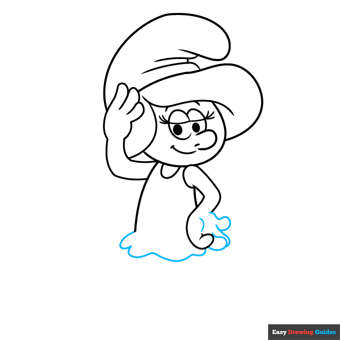 Smurfette step-by-step drawing tutorial: step 6