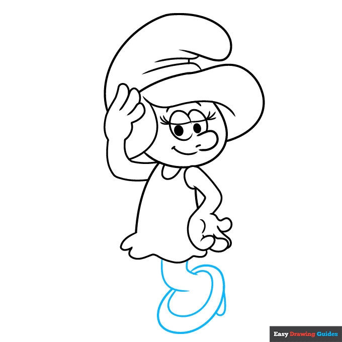 Smurfette step-by-step drawing tutorial: step 7