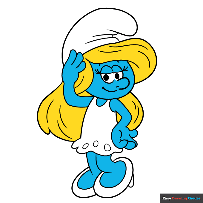 Smurfette step-by-step drawing tutorial: step 11