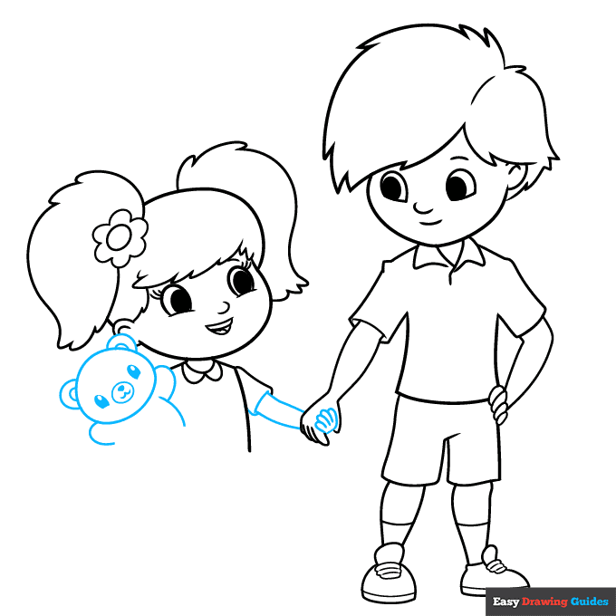 Brother and Sister step-by-step drawing tutorial: step 7