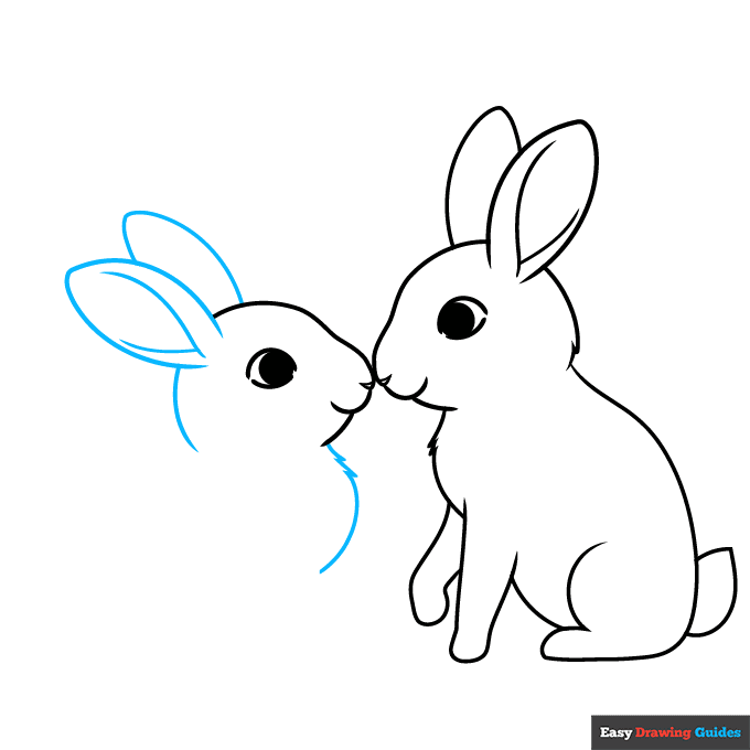 Bunny Kiss step-by-step drawing tutorial: step 6