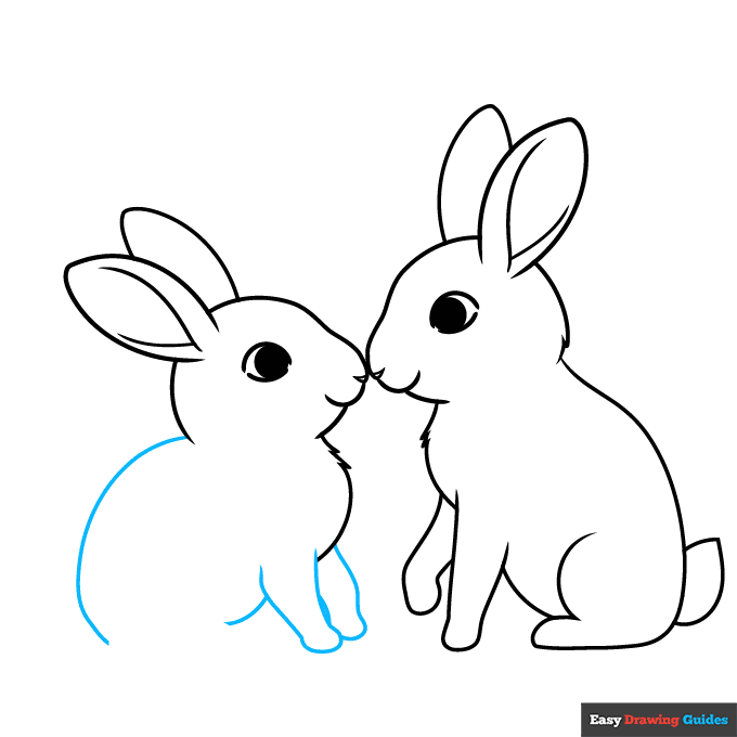 Bunny Kiss step-by-step drawing tutorial: step 7
