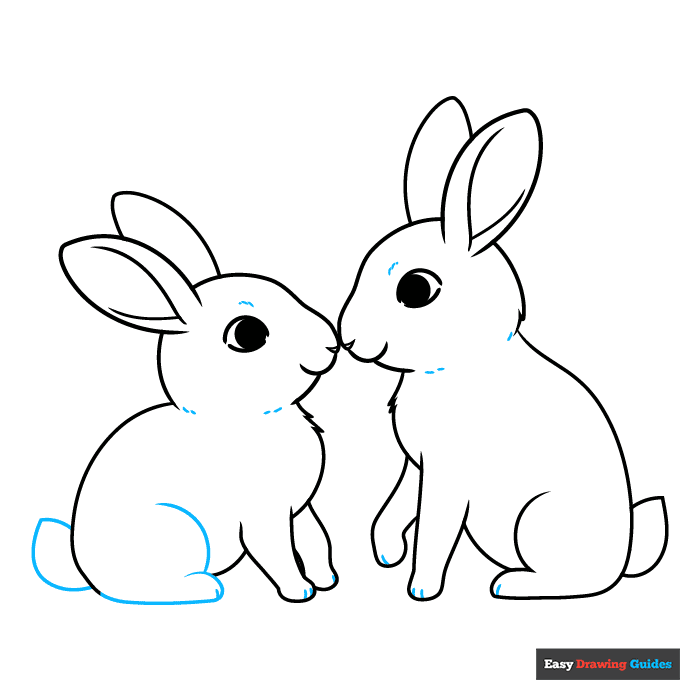 Bunny Kiss step-by-step drawing tutorial: step 8
